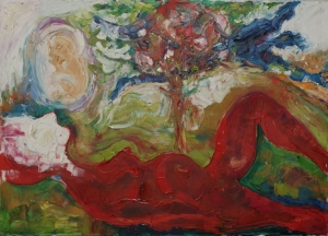 Woman in red 