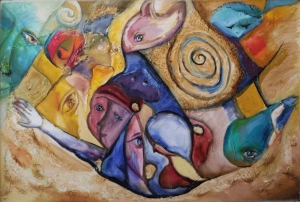 Floating worlds. oil on canvas oil on canvas. 100X70 cm           