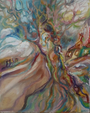 Road to the temple. oil. 40X50 cm                        