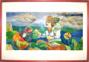The Tale of the Fisherman and the Fish mixed media      
