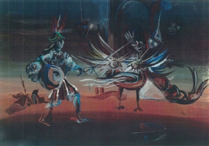 battle with the dragon   gouache                  