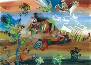  sleep  gouache                    