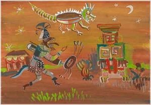 by Miguel Ángel Asturias Rosales gouache                            